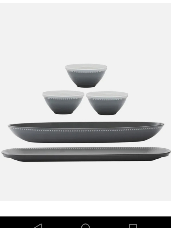Pandex Other - NEW Pandex 5-piece Beaded Melamine Serving Set Gray